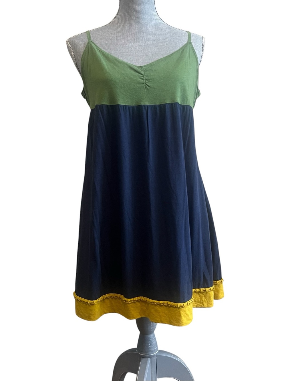 Lucky Tees Green, Yellow and Blue Mini Dress Size Large